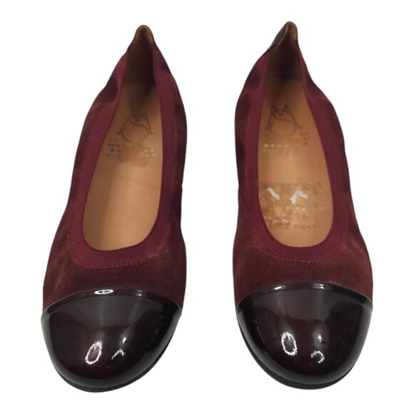Marroqui Sanchez Ballet Flat Womens 8.5 Burgundy Suede Patent Leather Cap Toe - Picture 10 of 12